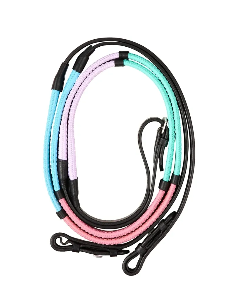 Dublin Pastel Rainbow Reins - Black/Multi-1