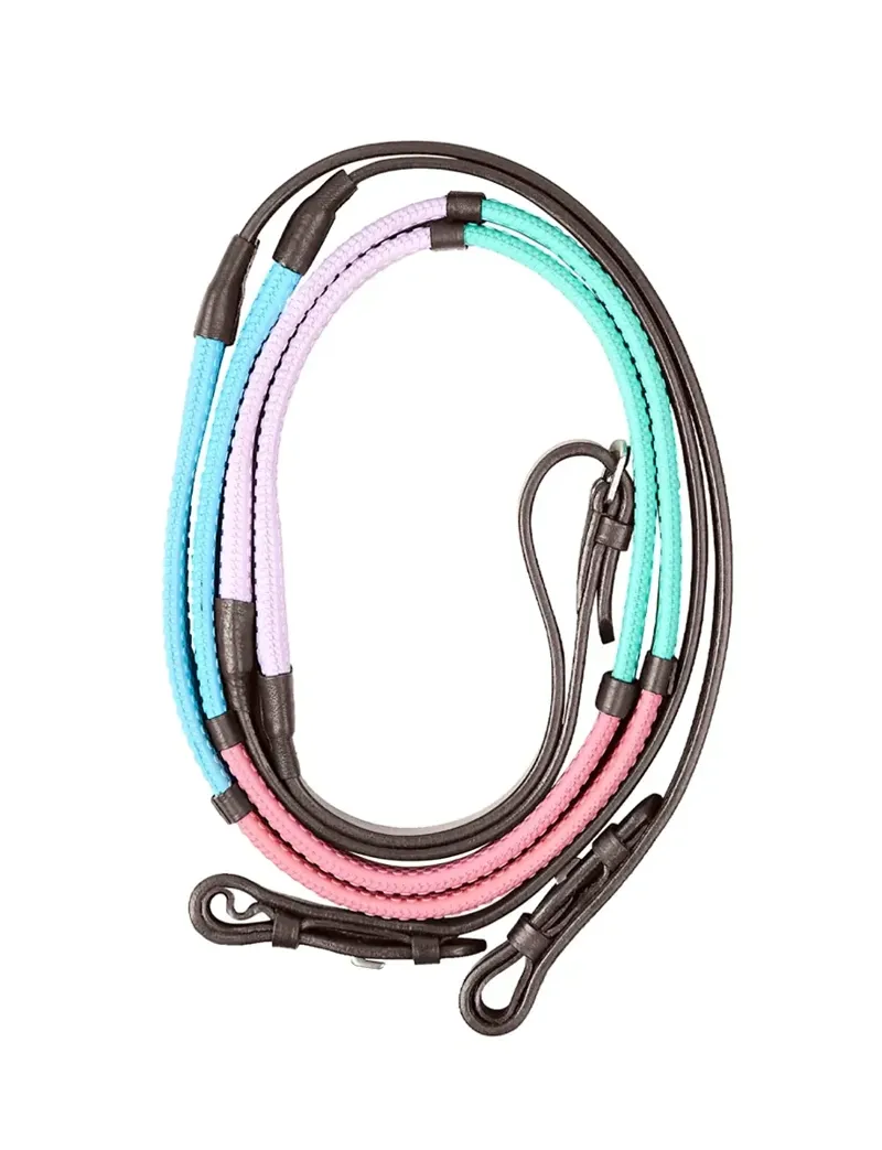 Dublin Pastel Rainbow Reins - Brown/Multi-1