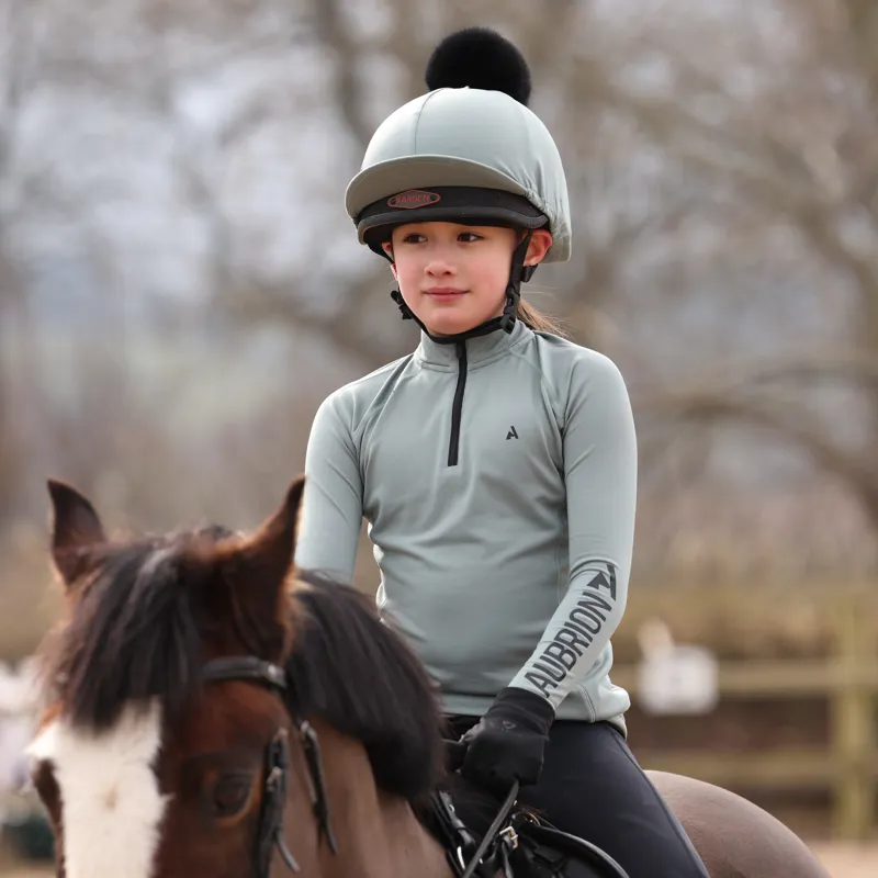 Shires Aubrion React Children's Winter Base Layer - Sage-7