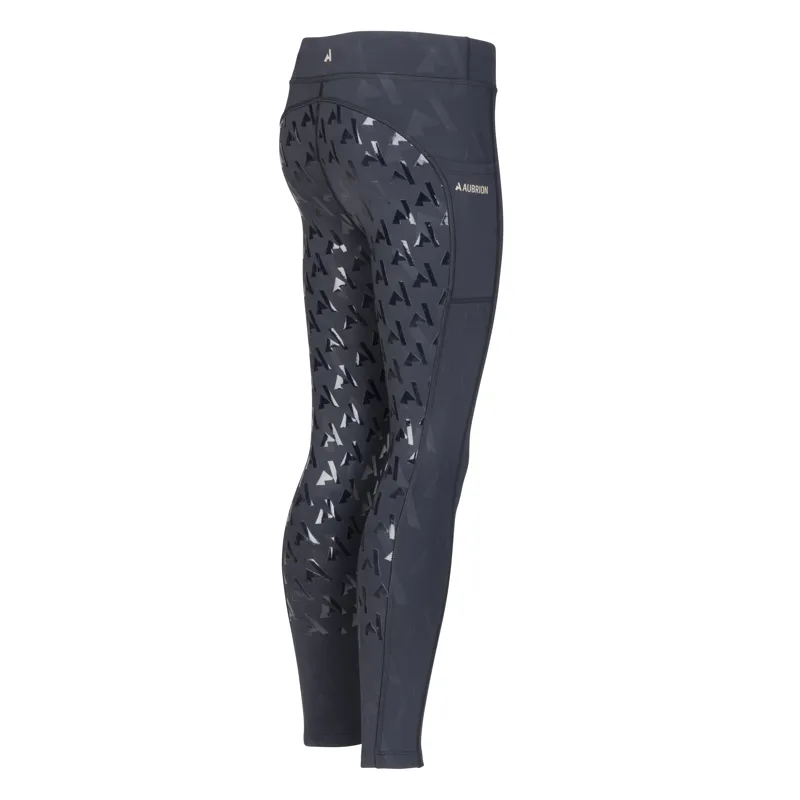 Shires Aubrion React Winter Children's Riding Tights - Shadow-2