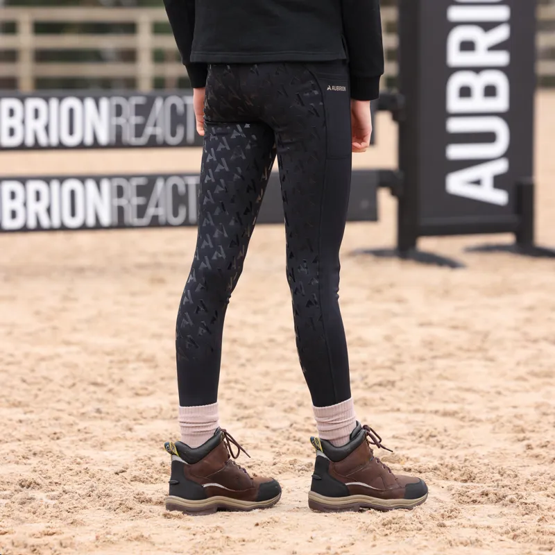 Shires Aubrion React Winter Children's Riding Tights - Shadow-5