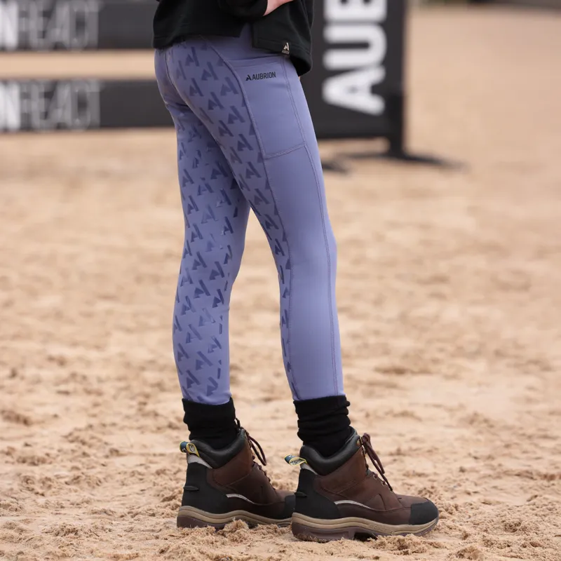 Shires Aubrion React Winter Children's Riding Tights - Sky-5