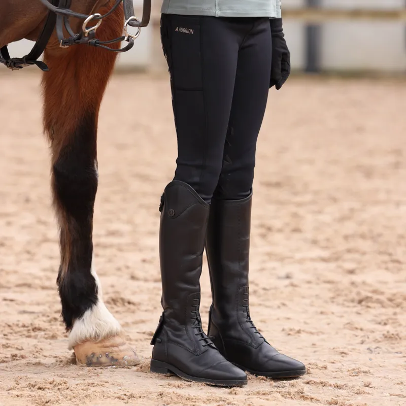Shires Aubrion React Winter Children's Riding Tights - Shadow-4