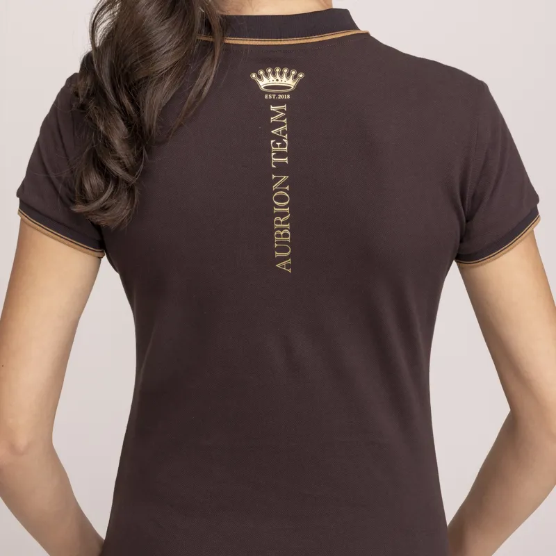 Shires Aubrion Team Ladies Short Sleeve Polo - Umber-4