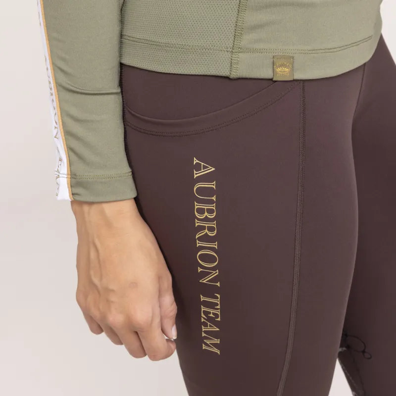 Shires Aubrion Team Ladies Long Sleeve Base Layer - Moss-7