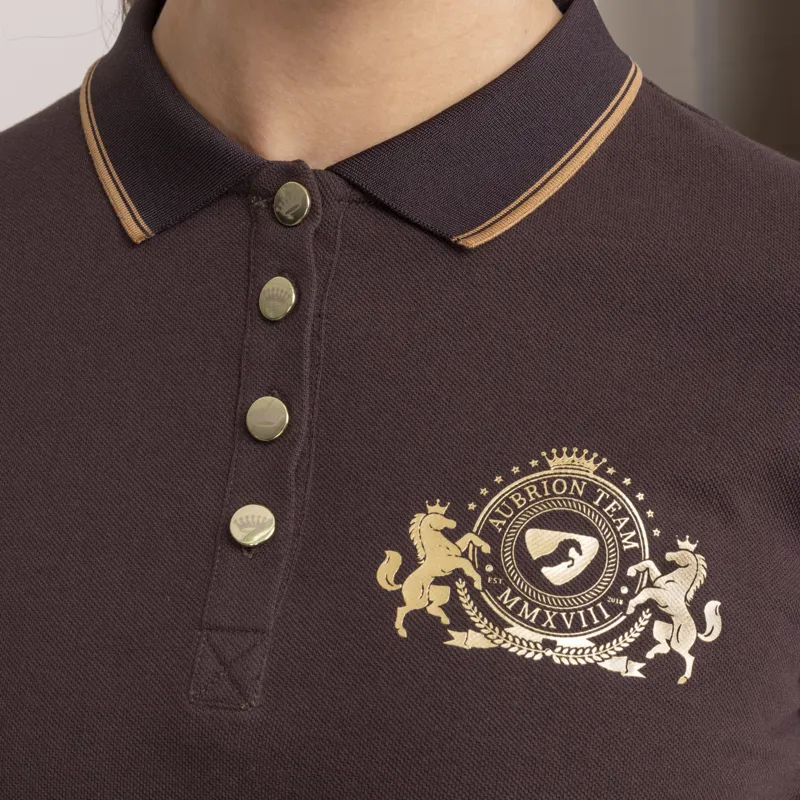 Shires Aubrion Team Ladies Short Sleeve Polo - Umber-2