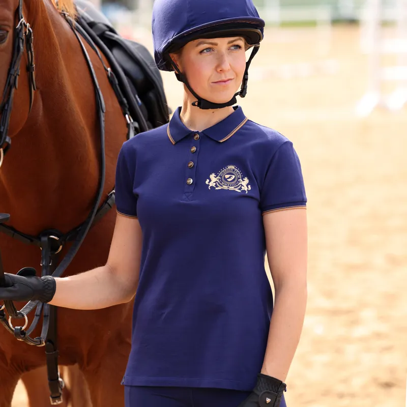 Shires Aubrion Team Ladies Short Sleeve Polo - Midnight-4