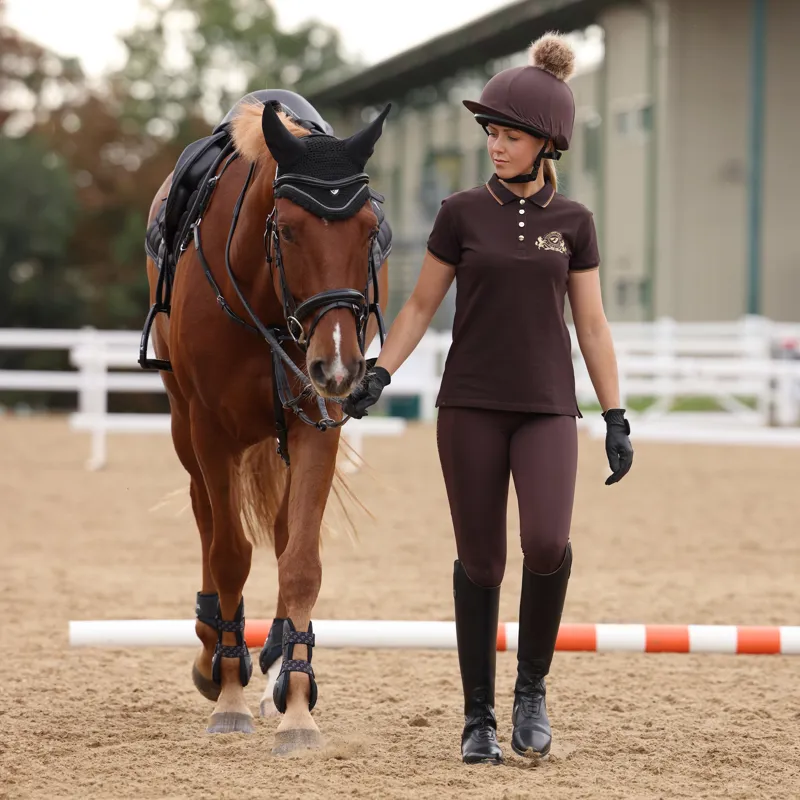 Shires Aubrion Team Ladies Short Sleeve Polo - Umber-7