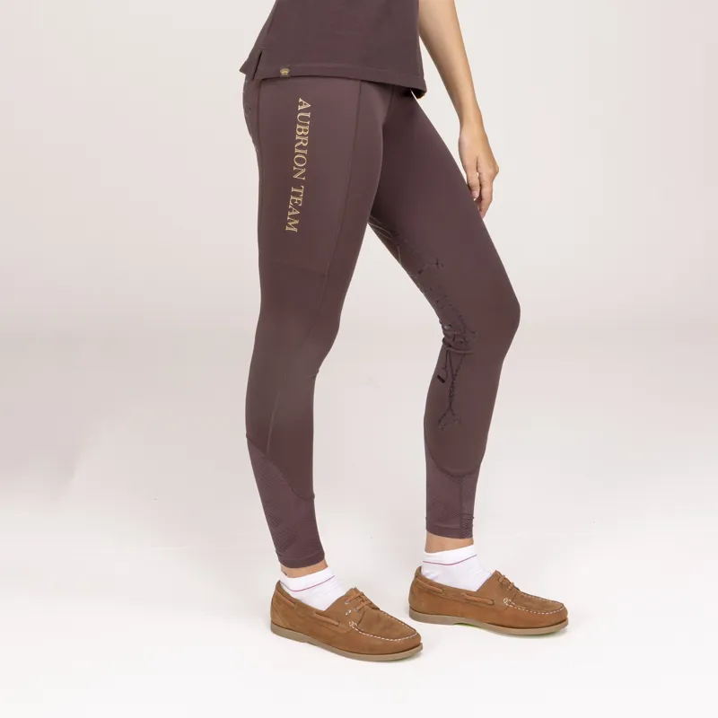 Shires Aubrion Team Ladies Riding Tights - Umber-7