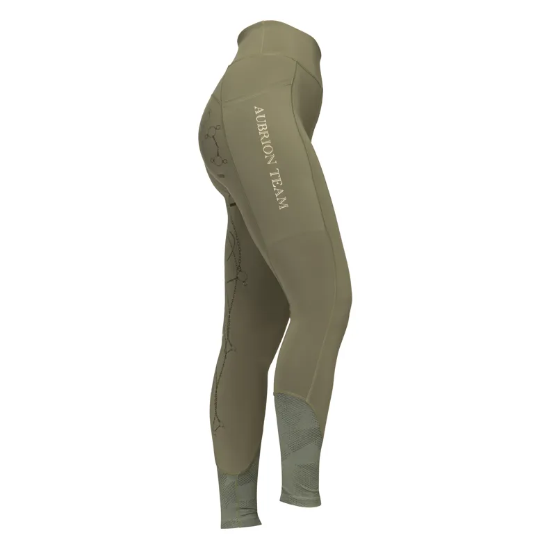 Shires Aubrion Team Ladies Riding Tights - Moss