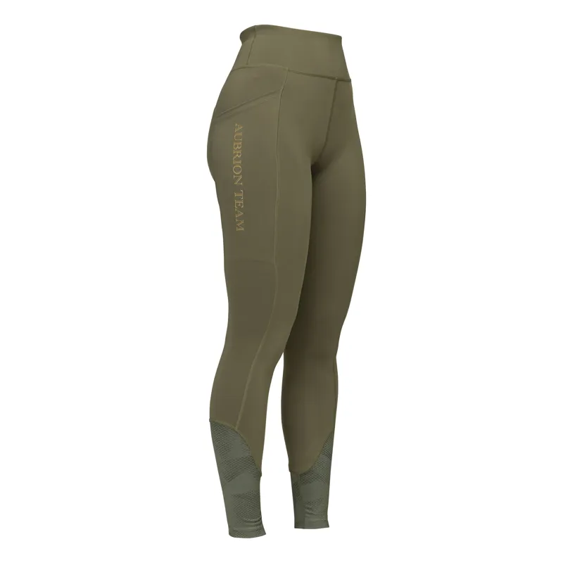 Shires Aubrion Team Ladies Riding Tights - Moss-1
