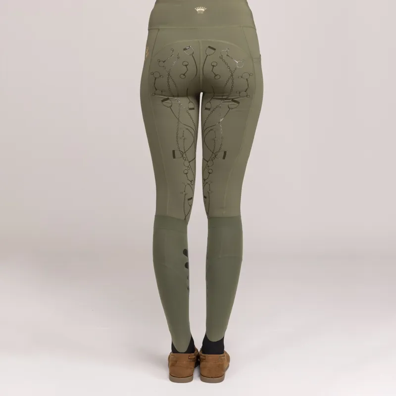 Shires Aubrion Team Ladies Riding Tights - Moss-6