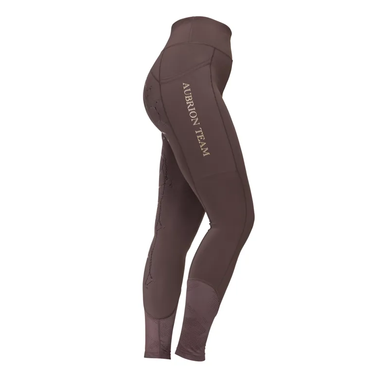 Shires Aubrion Team Ladies Riding Tights - Umber-1