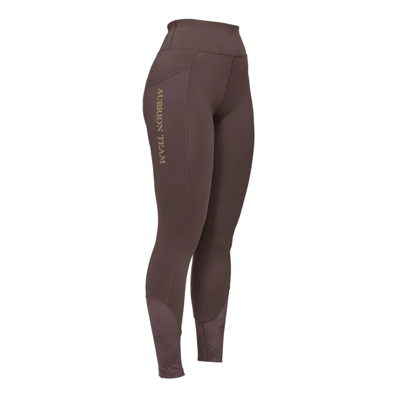Shires Aubrion Team Ladies Riding Tights - Umber-2