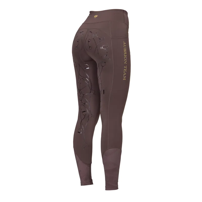 Shires Aubrion Team Ladies Riding Tights - Umber-5