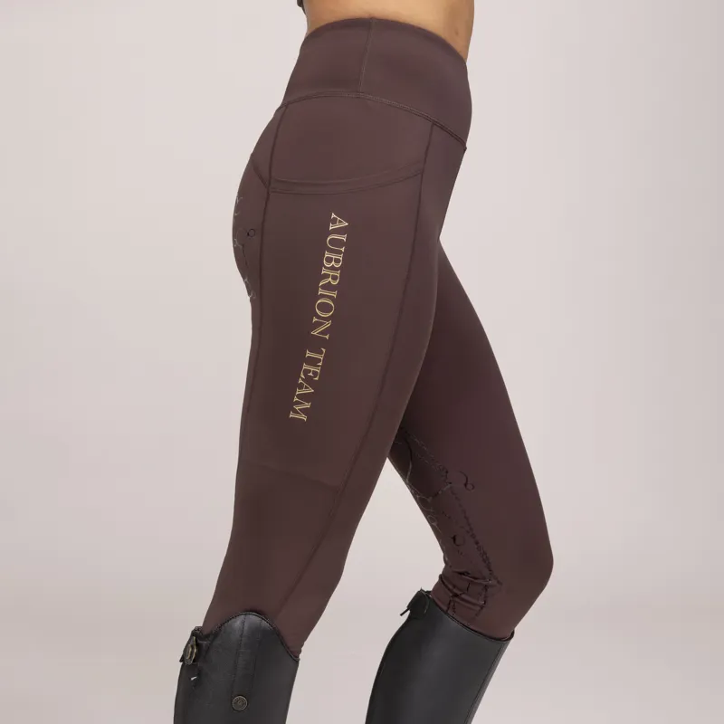 Shires Aubrion Team Ladies Riding Tights - Umber