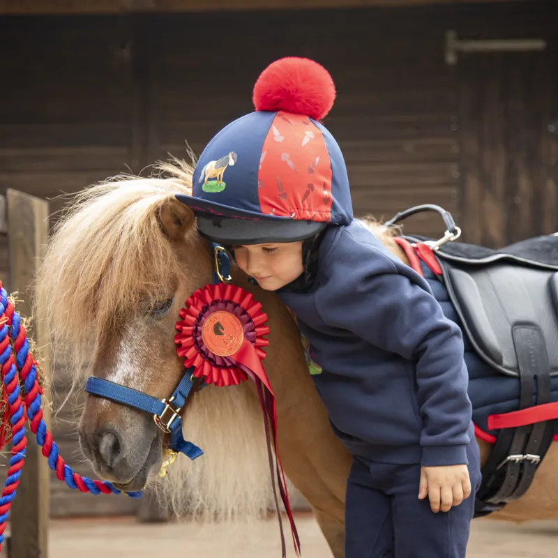 Shires Winnie and Me Hat Silk - Navy/Red-5
