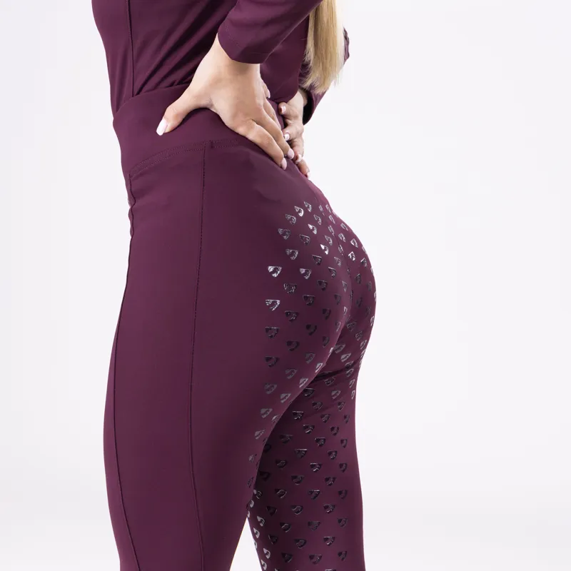Shires Aubrion Eltar Riding Tights - Black Cherry-5