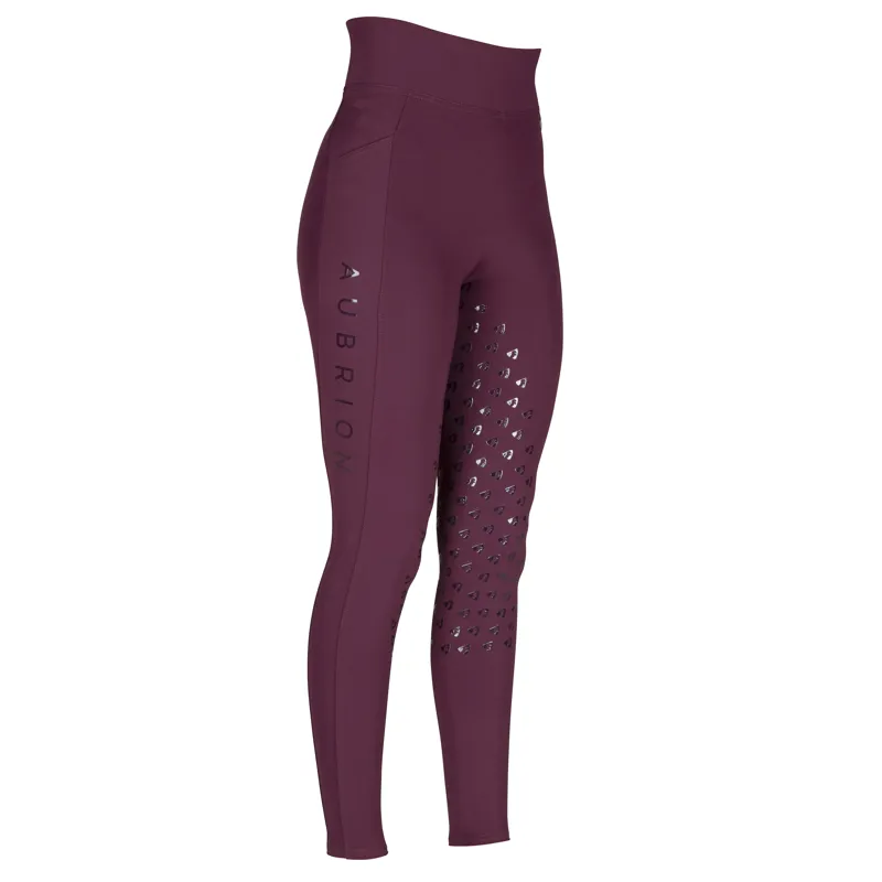 Shires Aubrion Eltar Riding Tights - Black Cherry-1