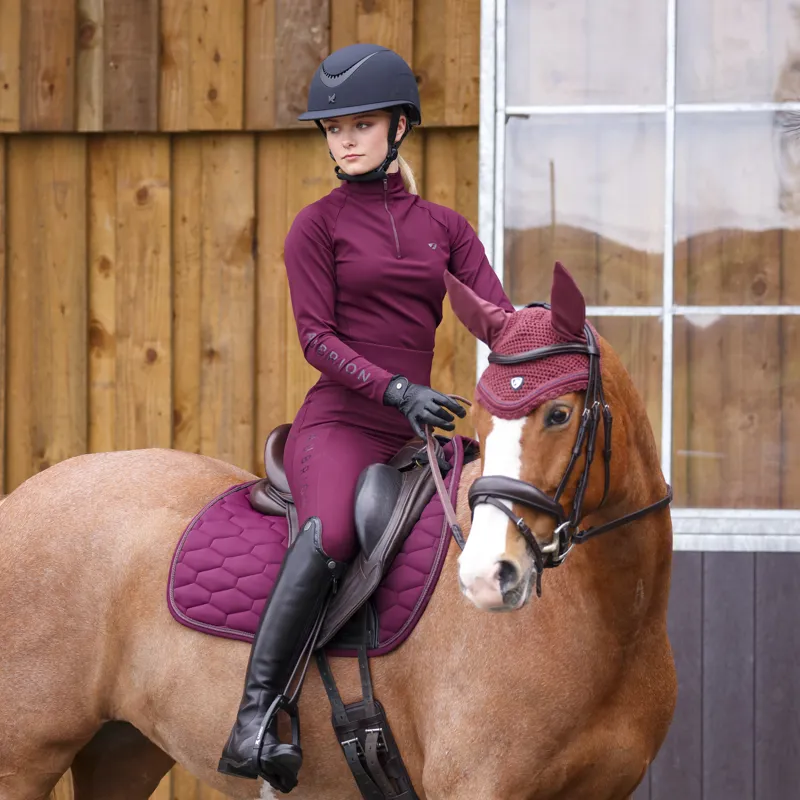 Shires Aubrion Eltar Riding Tights - Black Cherry-4