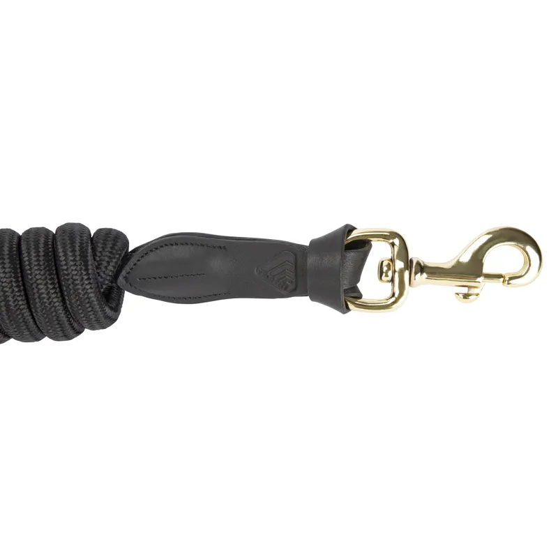 Shires Velociti Lusso Leather Lead Rope - Black-1