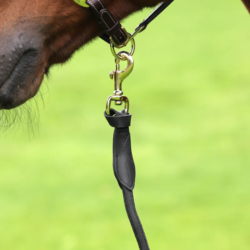 Shires Velociti Lusso Leather Lead Rope - Black-3