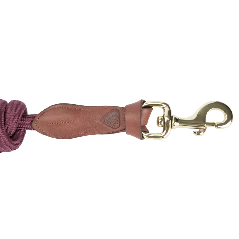 Shires Velociti Lusso Leather Lead Rope - Burgundy-1