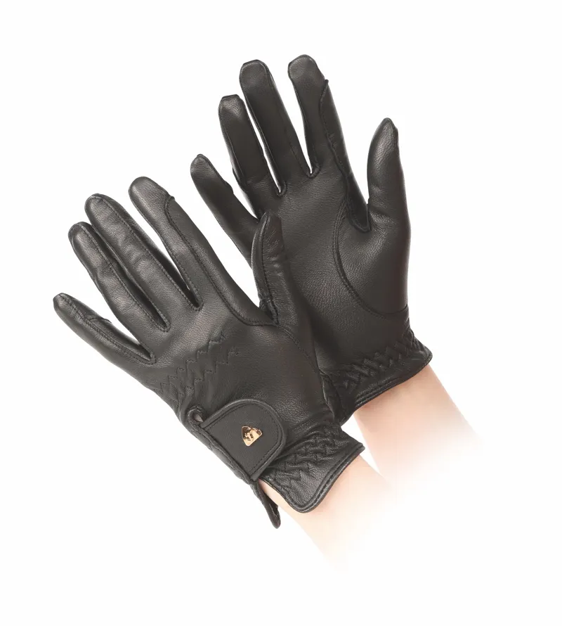 Shires Aubrion Children's Leather Riding Gloves - Black