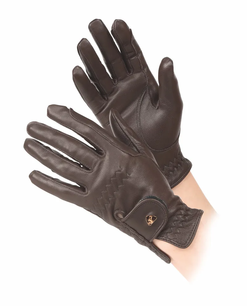 Shires Aubrion Children's Leather Riding Gloves - Brown