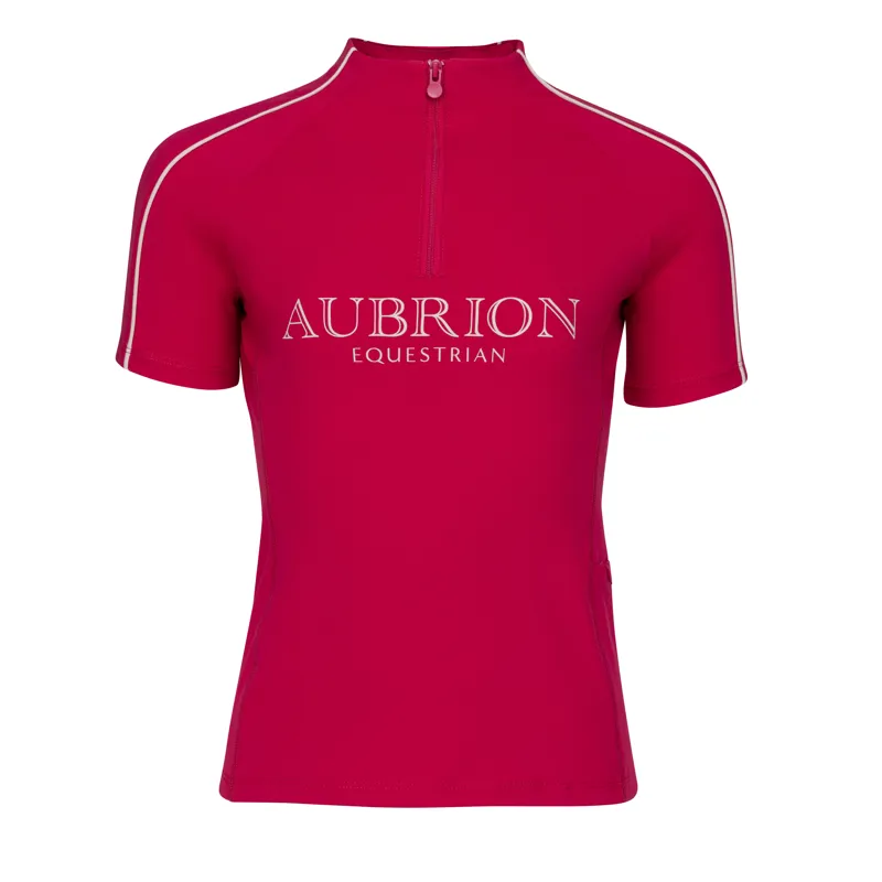 Aubrion Equestrian Junior Short Sleeve Base Layer - Dewberry