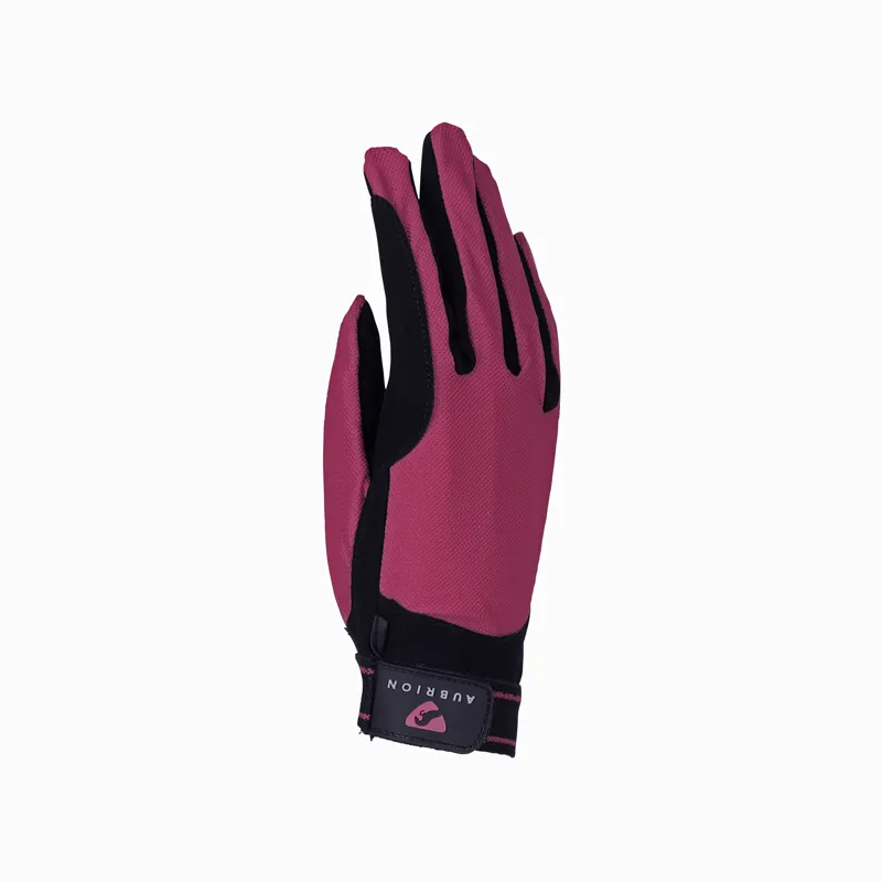 Shires Aubrion Mesh Riding Gloves - Raspberry-1