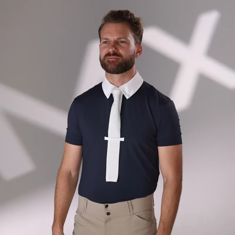 Shires Aubrion Optima MX Zip Men's Show Shirt - Navy-2