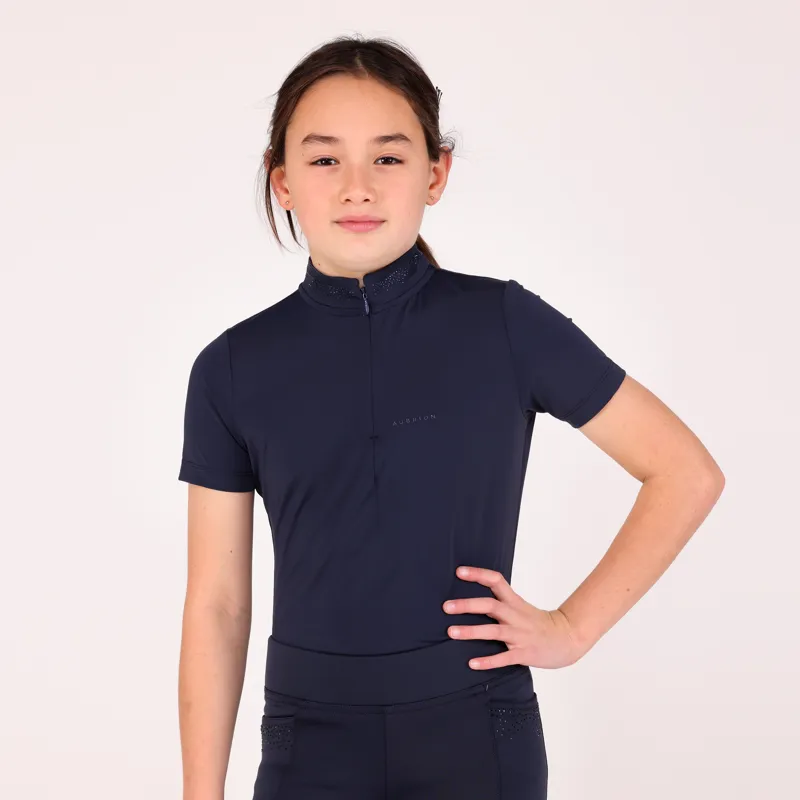 Shires Aubrion Optima GX Children's Show Shirt - Navy-3