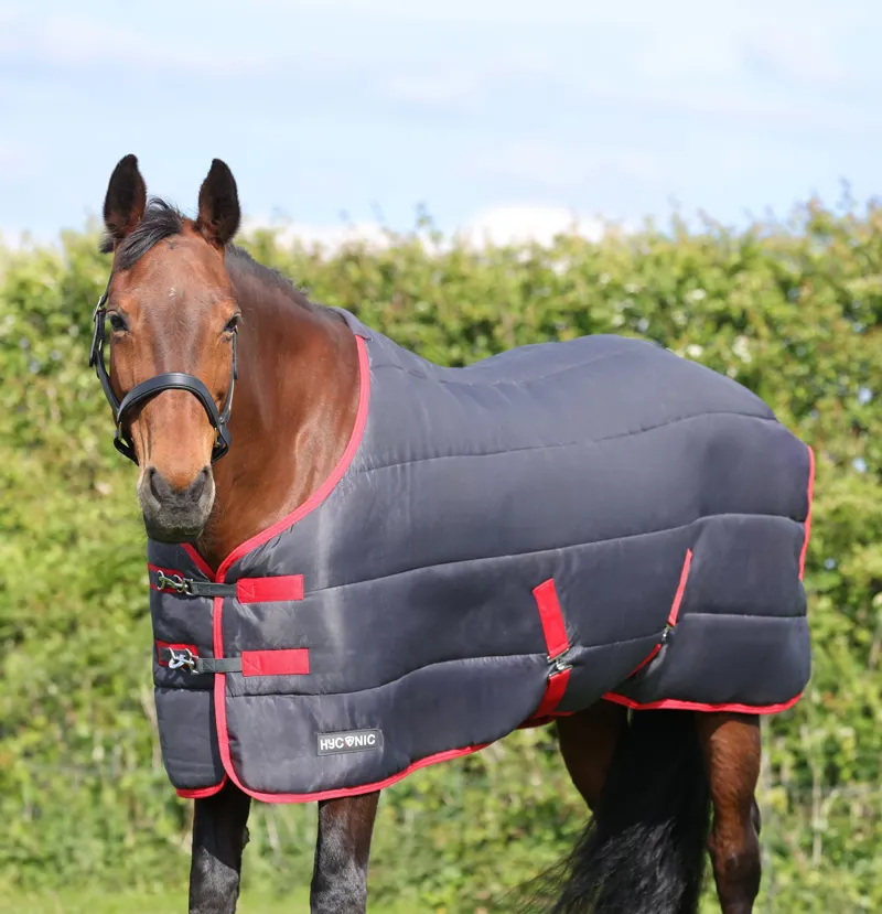 HYCONIC 250g Stable Rug - Charcoal/Red-1