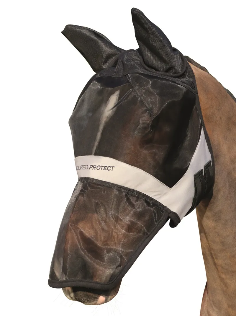 Hy Equestrian Armoured Protect Full Mask with Ears and Nose - Black-1
