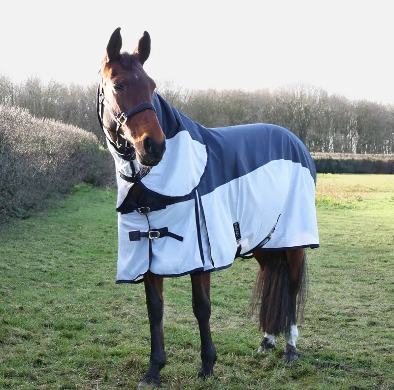 StormX Empra Aqua Shield Waterproof Fly Rug - Navy/Silver-1