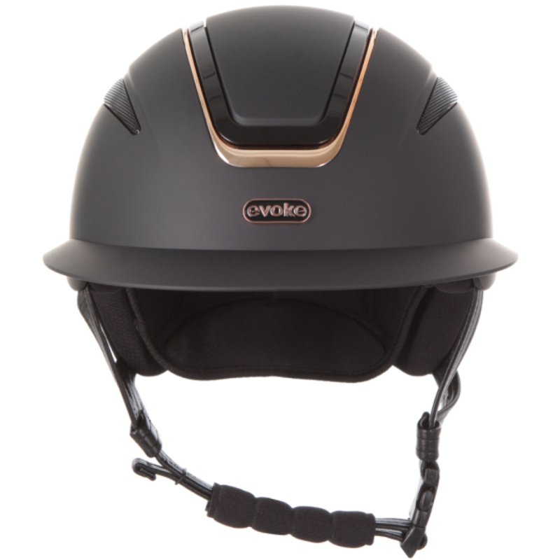 Evoke Callisto Wide Peak Helmet - Black/Rose Gold-2