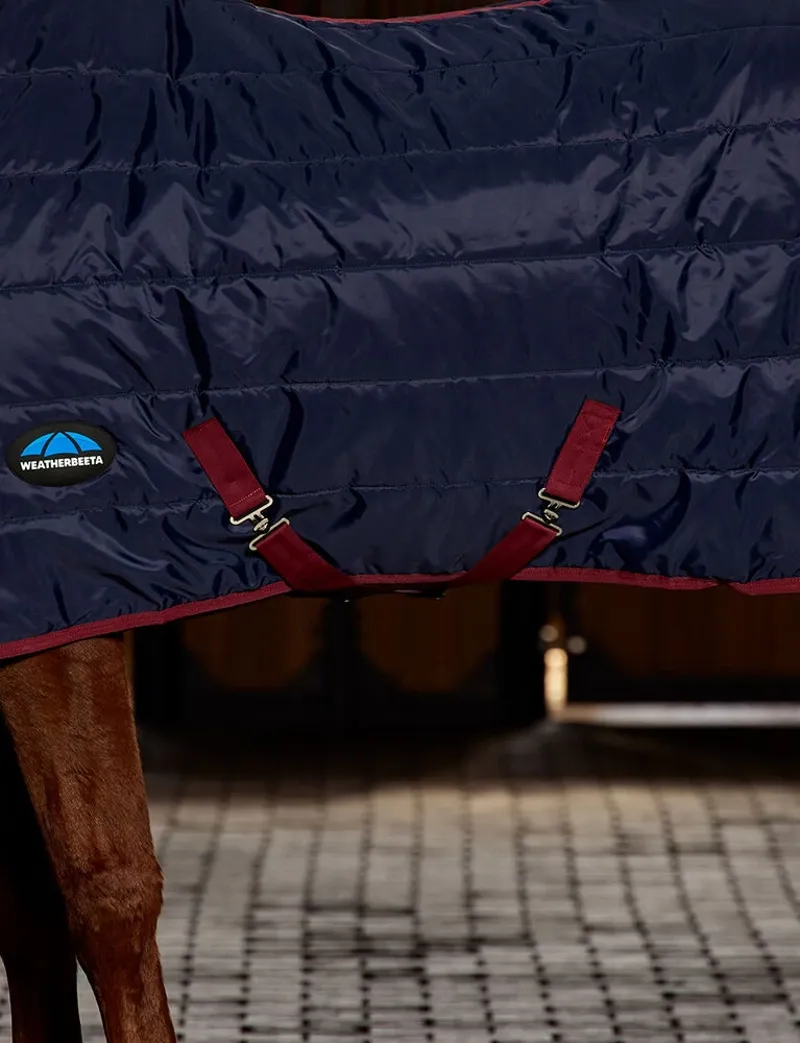 WeatherBeeta ComFiTec 210D Channel Quilt Stable Standard Neck 100g Rug - Navy/Burgundy-1
