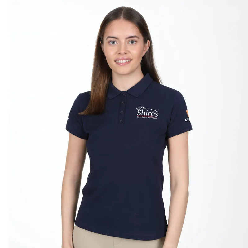 Shires Aubrion Branded Ladies Polo Shirt - Navy-1