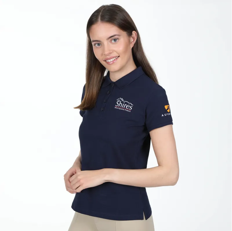 Shires Aubrion Branded Ladies Polo Shirt - Navy-4