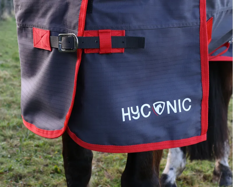 HYCONIC Lite 0g Turnout Rug - Charcoal/Red-2