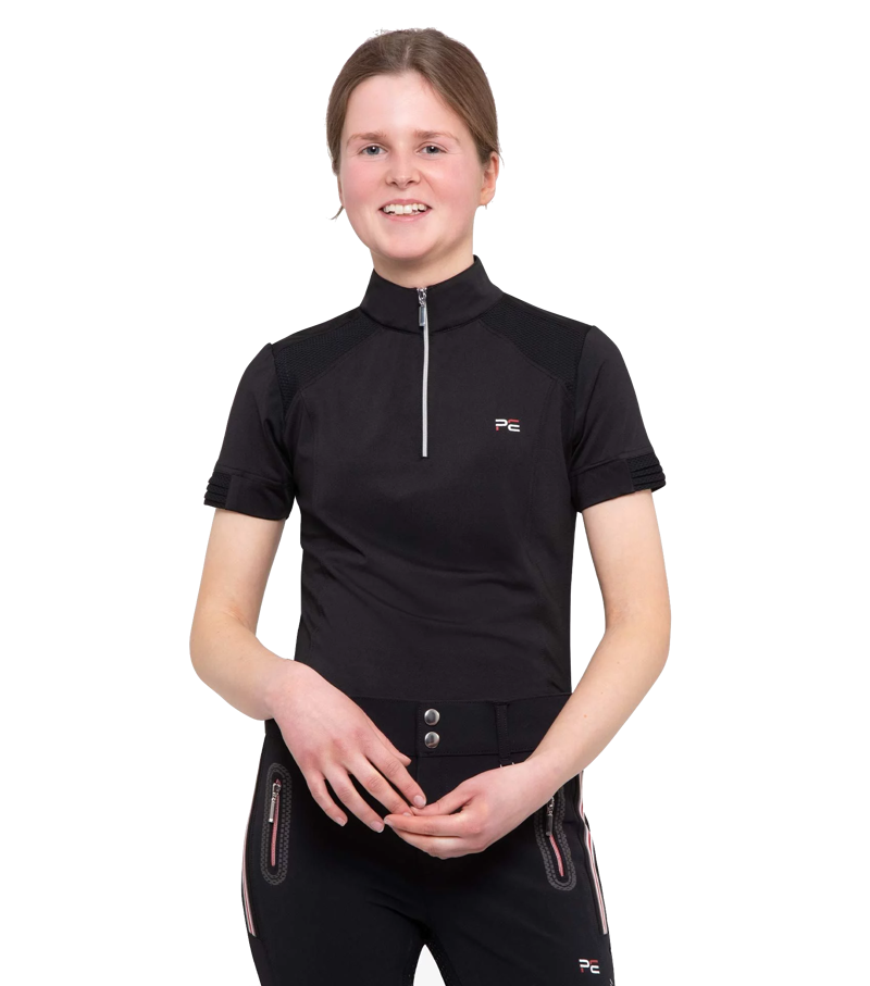 Premier Equine Girl's Mini Remisa Technical Short Sleeve Riding Top - Black