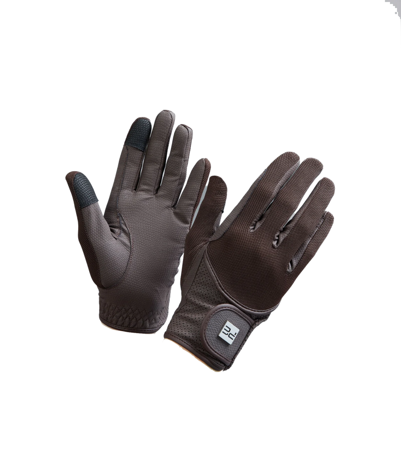 Premier Equine Junior Presa Mesh Riding Gloves - Brown