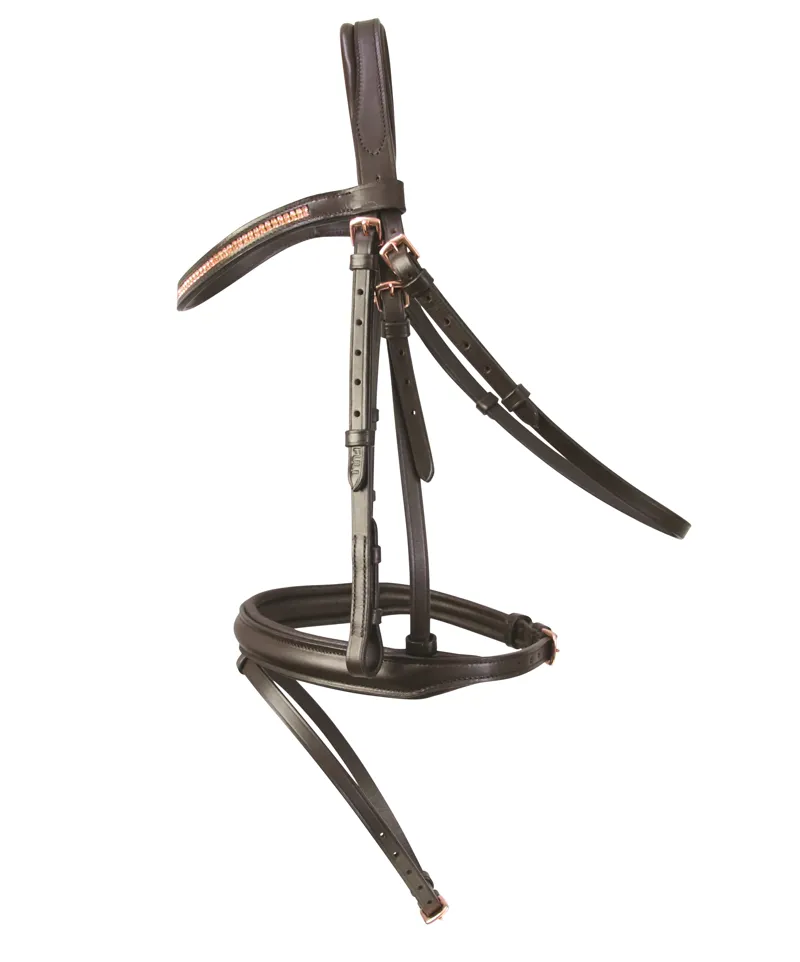 Hy Equestrian Rosciano Rose Gold Bridle - Brown/Rose Gold