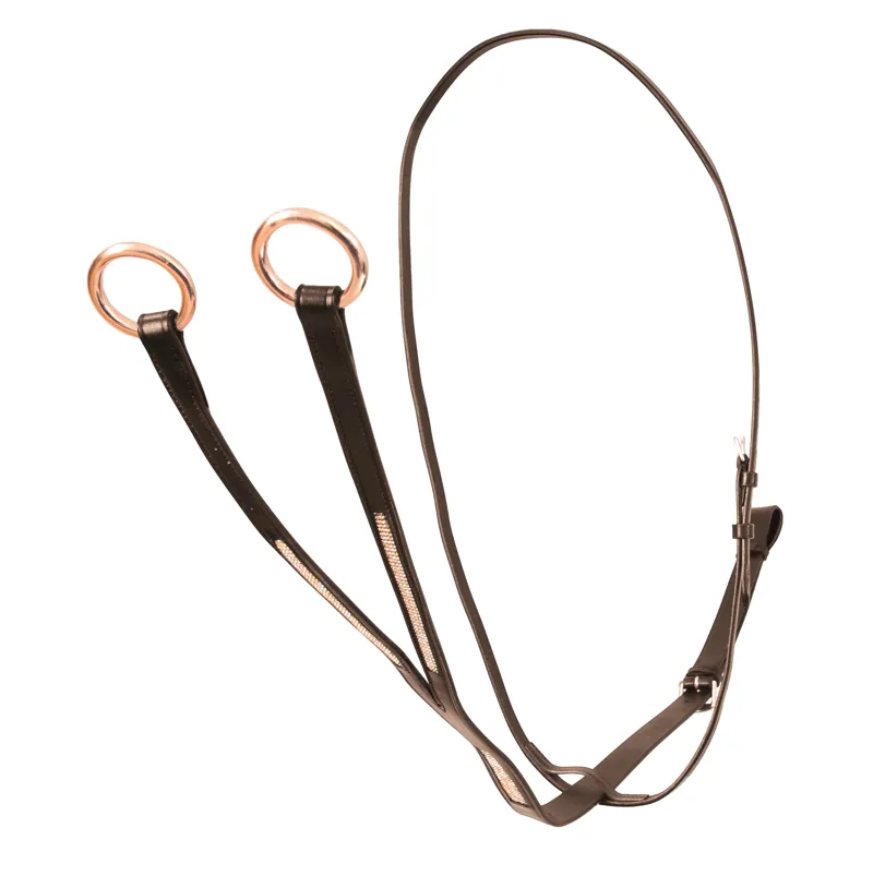 Hy Equestrian Rosciano Rose Gold Martingale - Brown/Rose Gold