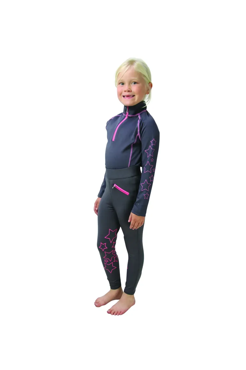 Hy Equestrian Stella Children's Base Layer - Grey/Pink-2