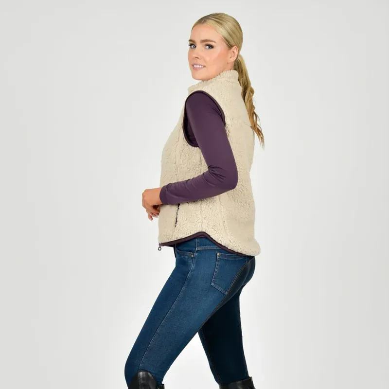 Dublin Ladies Thea Teddy Vest - Natural/Plum Perfect Trim-1