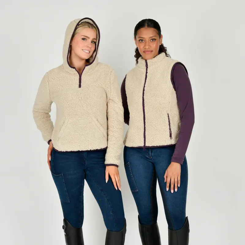 Dublin Ladies Thea Teddy Vest - Natural/Plum Perfect Trim-3