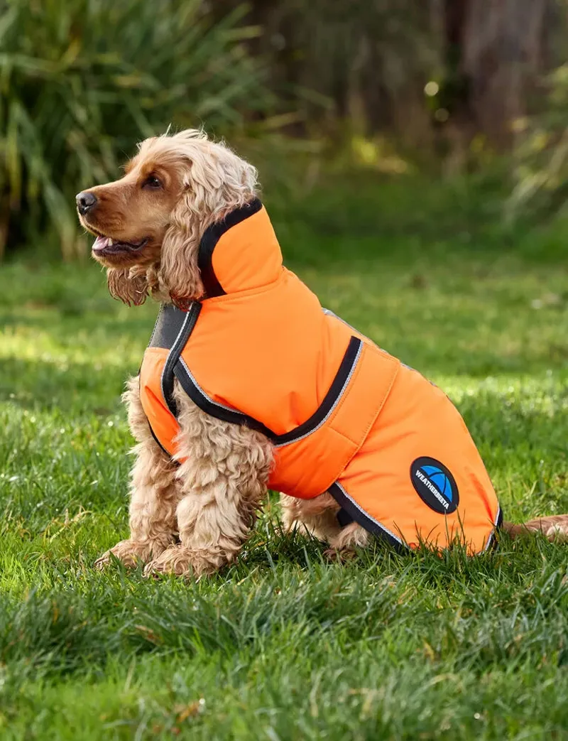 WeatherBeeta ComFiTec Reflective 300D Deluxe Showerproof Dog Coat - Orange-3
