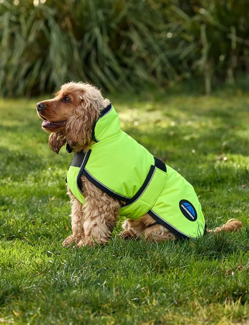 WeatherBeeta ComFiTec Reflective 300D Deluxe Showerproof Dog Coat - Yellow-3